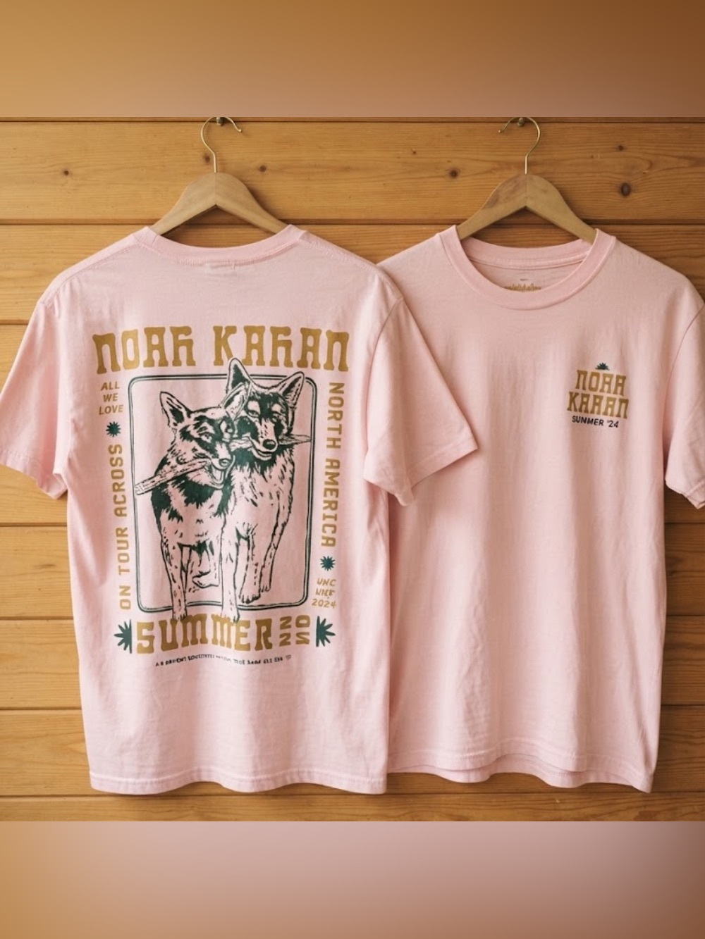 Noah Kahan North America Summer Tour Wolves All We Love Vintage Pink T-Shirt